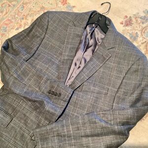 Jos A Bank Silk Wool Blazer Signature Collection Check Plaid Dk Gray Men’s 43L
